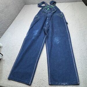 Vintage Lady Liberty Overalls Womens XL Blue Denim Baggy Bib Carpenter USA 46x28